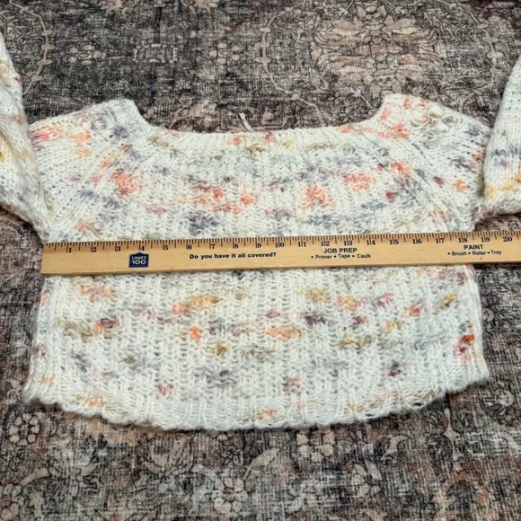 $148 Free People Sunset Cloud Pullover Sweater XS Cropped Confetti Knit - Picture 5 of 6